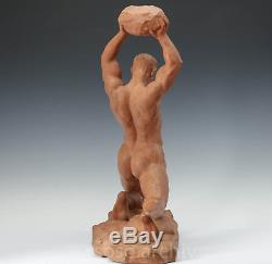 Alexandre OULINE longueur' effort art déco terracotta Sculpture 1930 ATHLET