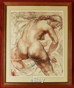 Alfred Auguste JANNIOT dessin femme nue sculpture nu sanguine Art Déco tableau