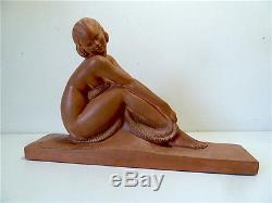 Amedeo Gennarelli Terre Cuite Nue Femme Assise Art Deco Terracotta