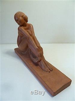 Amedeo Gennarelli Terre Cuite Nue Femme Assise Art Deco Terracotta