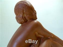 Amedeo Gennarelli Terre Cuite Nue Femme Assise Art Deco Terracotta