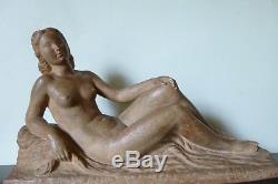 Ancien Sculpture Nu Art Deco Terre Cuite Lucien Gibert Old Nude Terracotta 30