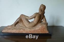 Ancien Sculpture Nu Art Deco Terre Cuite Lucien Gibert Old Nude Terracotta 30