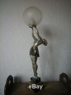 Ancien lampe art deco BALLESTE sculpture femme vintage statue lamp dancer woman