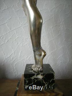 Ancien lampe art deco BALLESTE sculpture femme vintage statue lamp dancer woman
