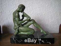 Ancien sculpture art deco 1930 homme satyre antique man statue max le verrier