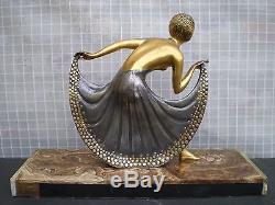 Ancien sculpture en bronze art deco femme danseuse statue antique woman figural