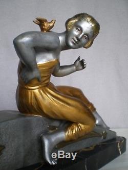 Ancien sculpture femme art deco 1920 VAN DE VOORDE statue antique figurine woman