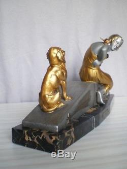 Ancien sculpture femme art deco 1920 VAN DE VOORDE statue antique figurine woman
