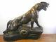 Ancienne Grande Pendule T. Cartier Panthere Lionne Sculpture Animaliere Pendulum