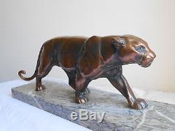 Ancienne Grande Sculpture Statue Art Deco Panthere