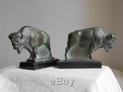 Ancienne Sculpture Art Deco Paire de Serre Livres Max LeVerrier Bookends