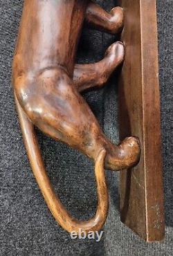 Ancienne Sculpture Signée A. Borel Lionne Bois Art Déco