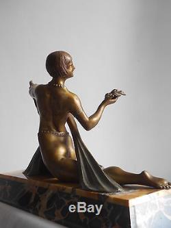 Ancienne Sculpture Statue Art Deco Nu Feminin Danseuse signee LIMOUSIN