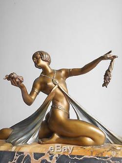 Ancienne Sculpture Statue Art Deco Nu Feminin Danseuse signee LIMOUSIN