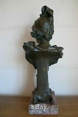 Ancienne Sculpture Statue Bronze Jeune Femme Signee H Jacobs Epoque 1900/10