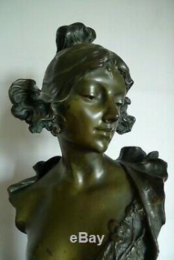Ancienne Sculpture Statue Bronze Jeune Femme Signee H Jacobs Epoque 1900/10