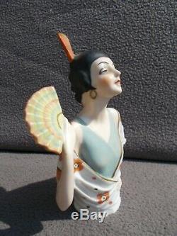 Ancienne demi figurine femme art deco 1920 sculpture en porcelaine half doll 20s