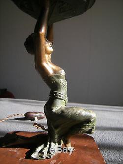 Ancienne lampe art deco sculpture femme PARIS vintage statue lamp dancer woman