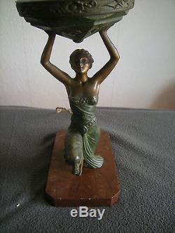 Ancienne lampe art deco sculpture femme PARIS vintage statue lamp dancer woman