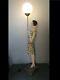 Ancienne Lampe Lampadaire Statue Femme Art Deco 1950 Sculpture Bois Vintage Lamp