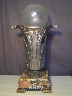 Ancienne paire de lampe art deco 1920 1930 sculpture florale statue lamp antique
