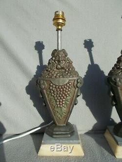 Ancienne paire pied de lampe art deco 1930 BACCHUS sculpture antique lamp statue
