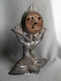 Ancienne pendule sculpture art deco exposition coloniale 1931 statuette femme