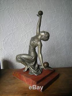 Ancienne sculpture art deco 1930 statuette femme danseuse en regule statue woman