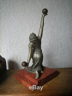 Ancienne sculpture art deco 1930 statuette femme danseuse en regule statue woman