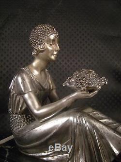 Ancienne sculpture art deco D. H CHIPARUS 1930 femme antique statue woman figural