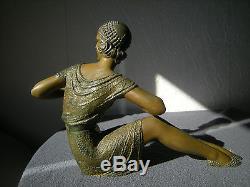 Ancienne sculpture art deco D. H CHIPARUS statuette femme vintage woman statue