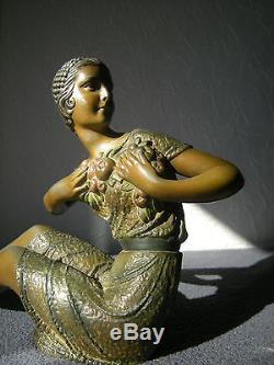 Ancienne sculpture art deco D. H CHIPARUS statuette femme vintage woman statue