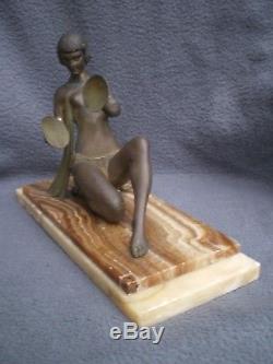 Ancienne sculpture art deco femme danseuse nue antique statue woman nude figural