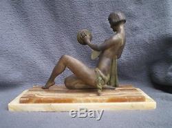 Ancienne sculpture art deco femme danseuse nue antique statue woman nude figural