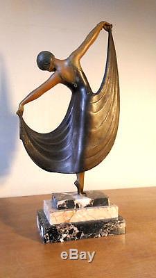 Ancienne sculpture art deco statue Danseuse 1930 Vintage Dancer figural FRANCE