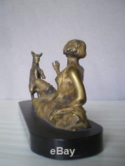 Ancienne sculpture en bronze art deco 1930 statue femme antique woman figurine