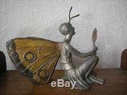 Ancienne sculpture femme papillon art deco statuette SEGA antique woman statue