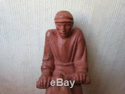 Ancienne sculpture statue terre cuite signé Patrisse homme ouvrier Art déco 1950