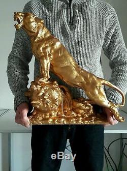 Ancienne statue sculpture art déco panthère régule 6,4 kilos taille 43 cm haut