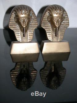 Antique Bronze Egyptian Sculpture Bookends, Pharaon Ramsès