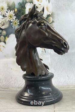 Apprivoisé Beauté Cheval Buste Table 100% Bronze Sculpture Art Déco Figurine Art