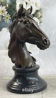 Apprivoisé Beauté Cheval Buste Table 100% Bronze Sculpture Art Déco Figurine Art