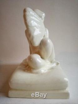 Ar Philippe Statue Sculpture Femme Art Déco Céramique Craquelé Faïence Montereau