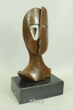Art Déco Art Moderne Visages Par Picasso Bronze Sculpture Marbre Base Affaire