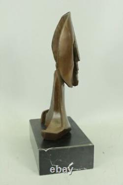 Art Déco Art Moderne Visages Par Picasso Bronze Sculpture Marbre Base Cadeau