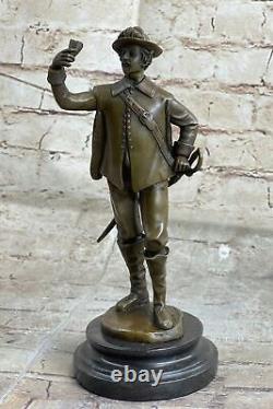 Art Déco Beau Bronze Sculpture De Un Mâle Fencer Fonte Figurine Art Nr