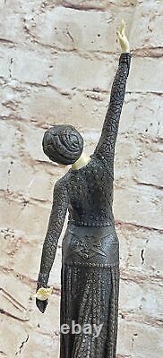 Art Déco Bronze Chiparus Figurine Femelle Danseuse Flapper Main Fabriqué Solde