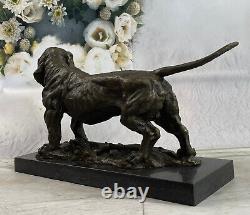 Art Déco Bronze Sculpture Statue Basset Bloodhound Chien Sleuth Figurine Large