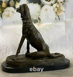 Art Déco Bronze Sculpture Statue Basset Bloodhound Chien Sleuth Nr